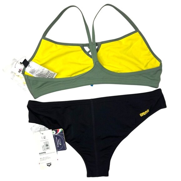 ARENA Women's Rule Breaker Be Bandeau Bikini Top Army Green, XL and Unique Brief - Picture 4 of 10